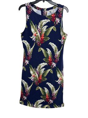 Tommy Bahama Sleeveless Tropical Print Navy Dress Womens Size Large